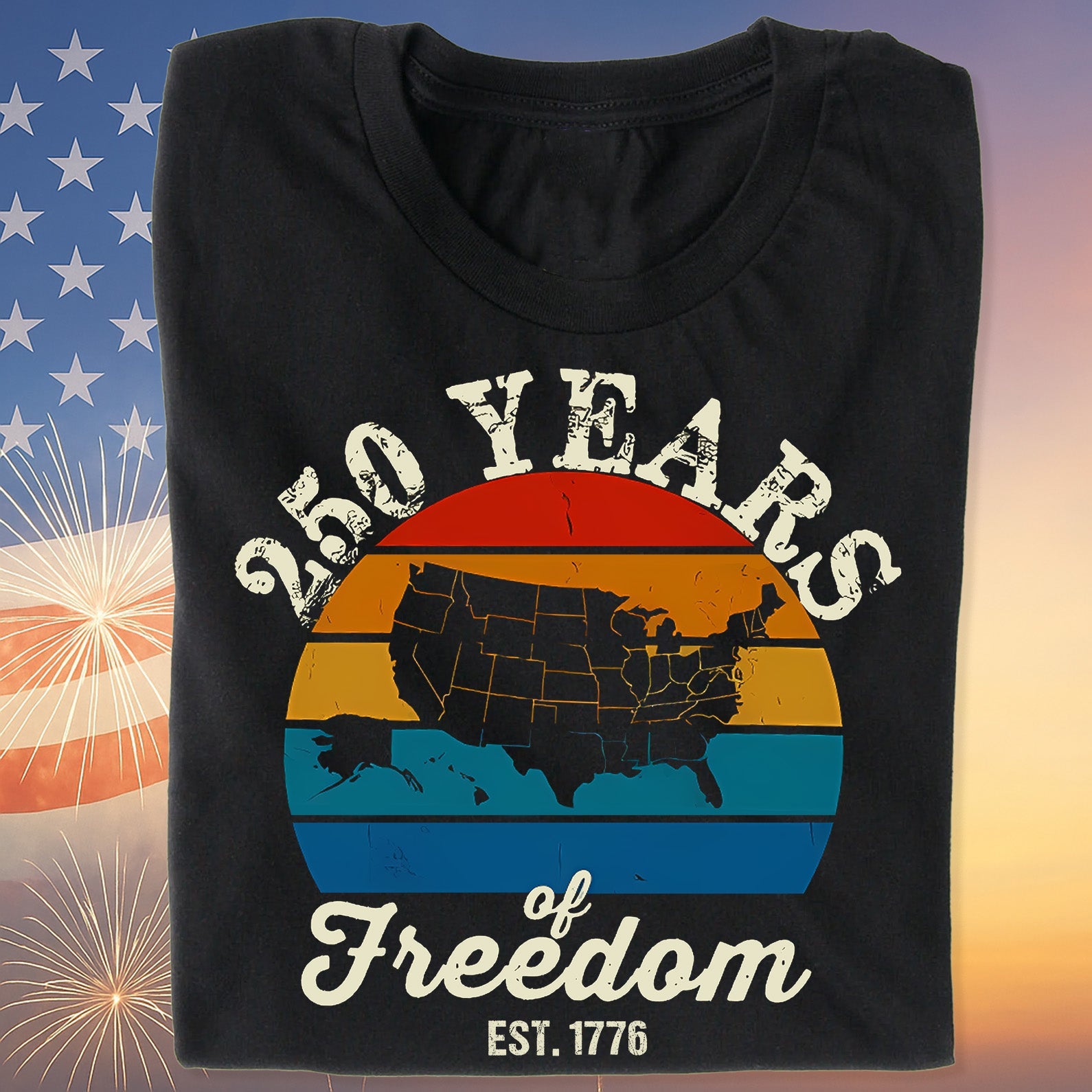 250 Years Of Freedom Tee - Retro Map