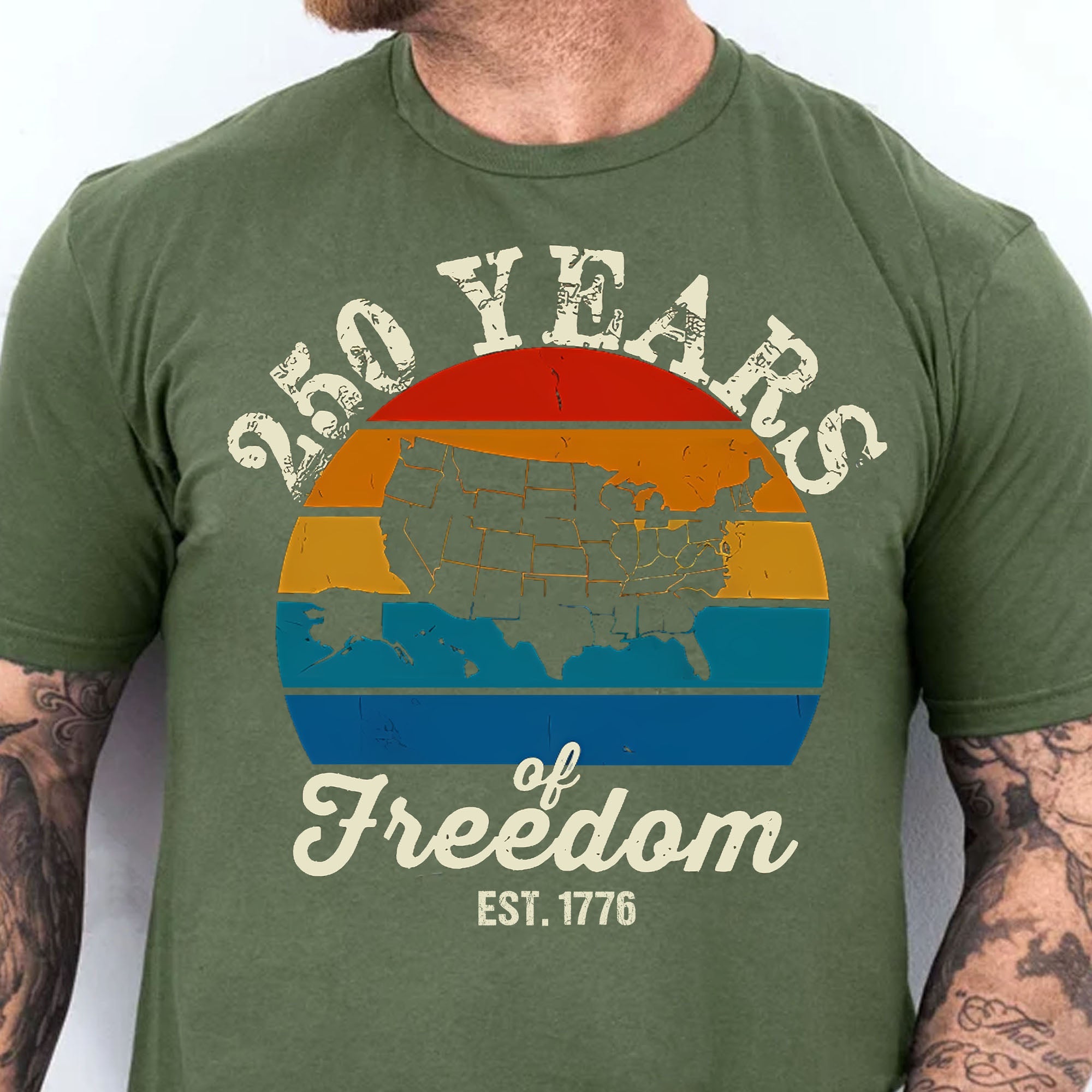 250 Years Of Freedom Tee - Retro Map