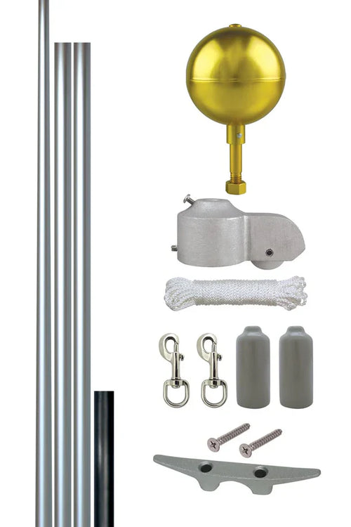 25’ Commercial-Grade Aluminum Flagpole 4-Section | Made in USA, UPS Shippable