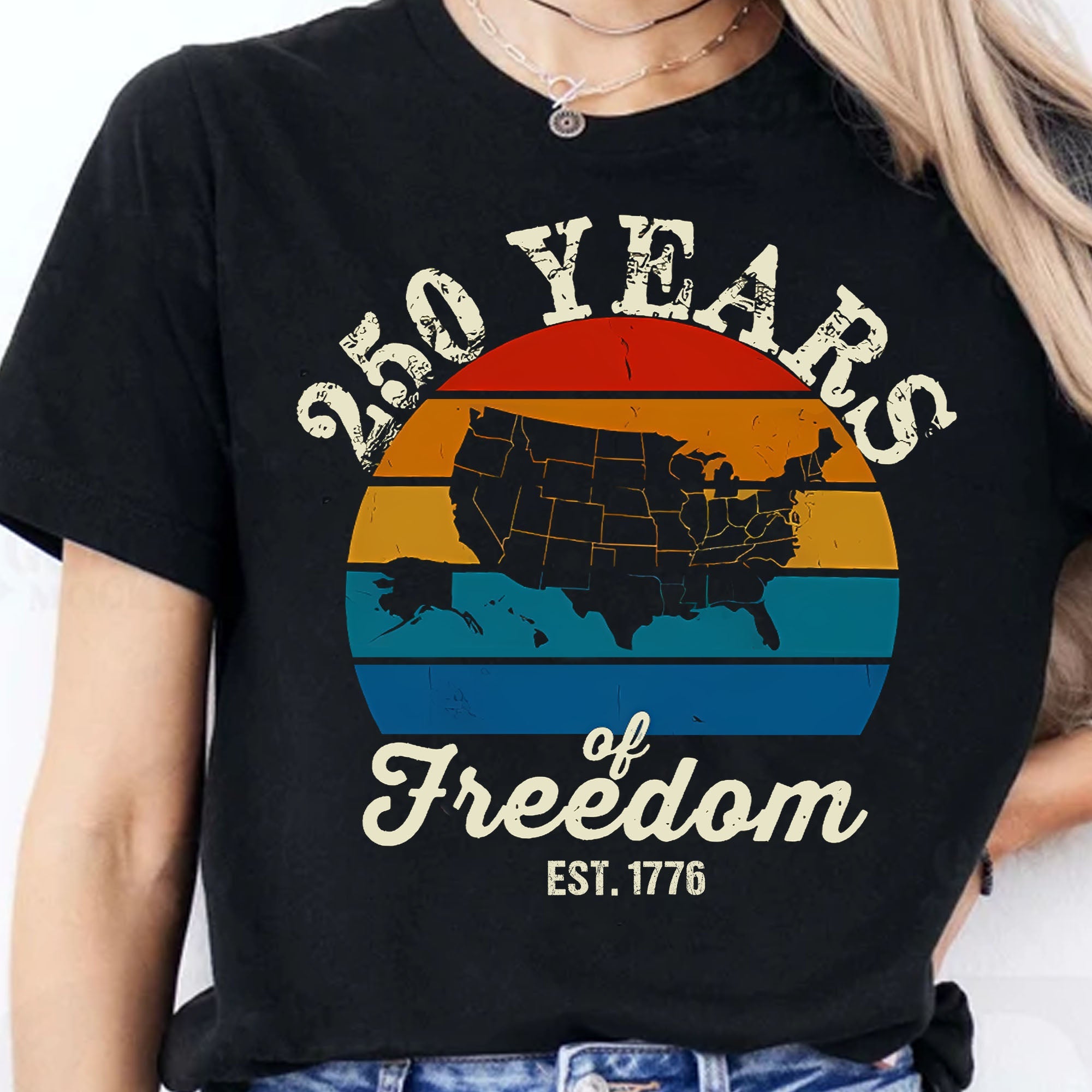 250 Years Of Freedom Tee - Retro Map