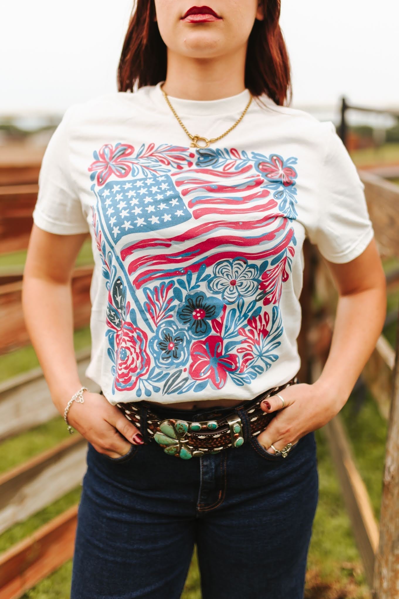 American Freedom Flowers Tee