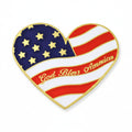 God Bless America Heart-Shaped Gold Plated Flag Pin